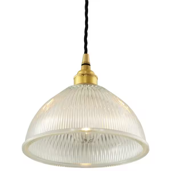 Boston Vintage Holophane Glass Pendant Light 20cm