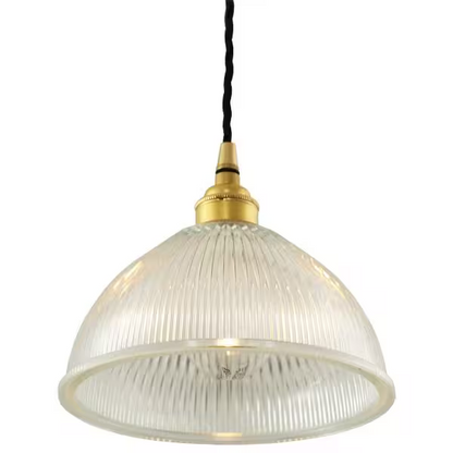 Boston Vintage Holophane Glass Pendant Light 20cm