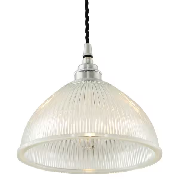 Boston Vintage Holophane Glass Pendant Light 20cm