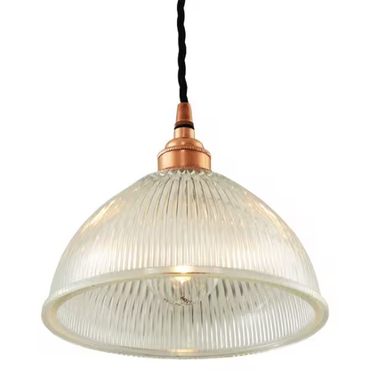 Boston Vintage Holophane Glass Pendant Light 20cm