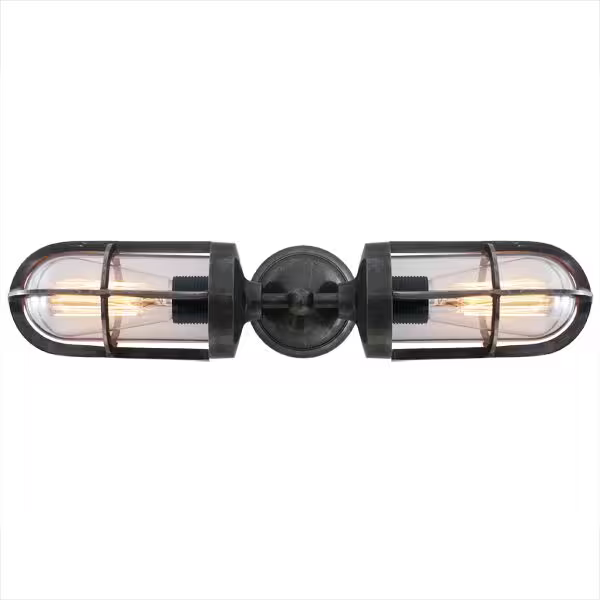 Clayton Double Well Glass Wall Light IP54