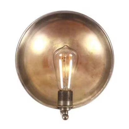 Chulainn 25cm Industrial Brass Dish Wall Light