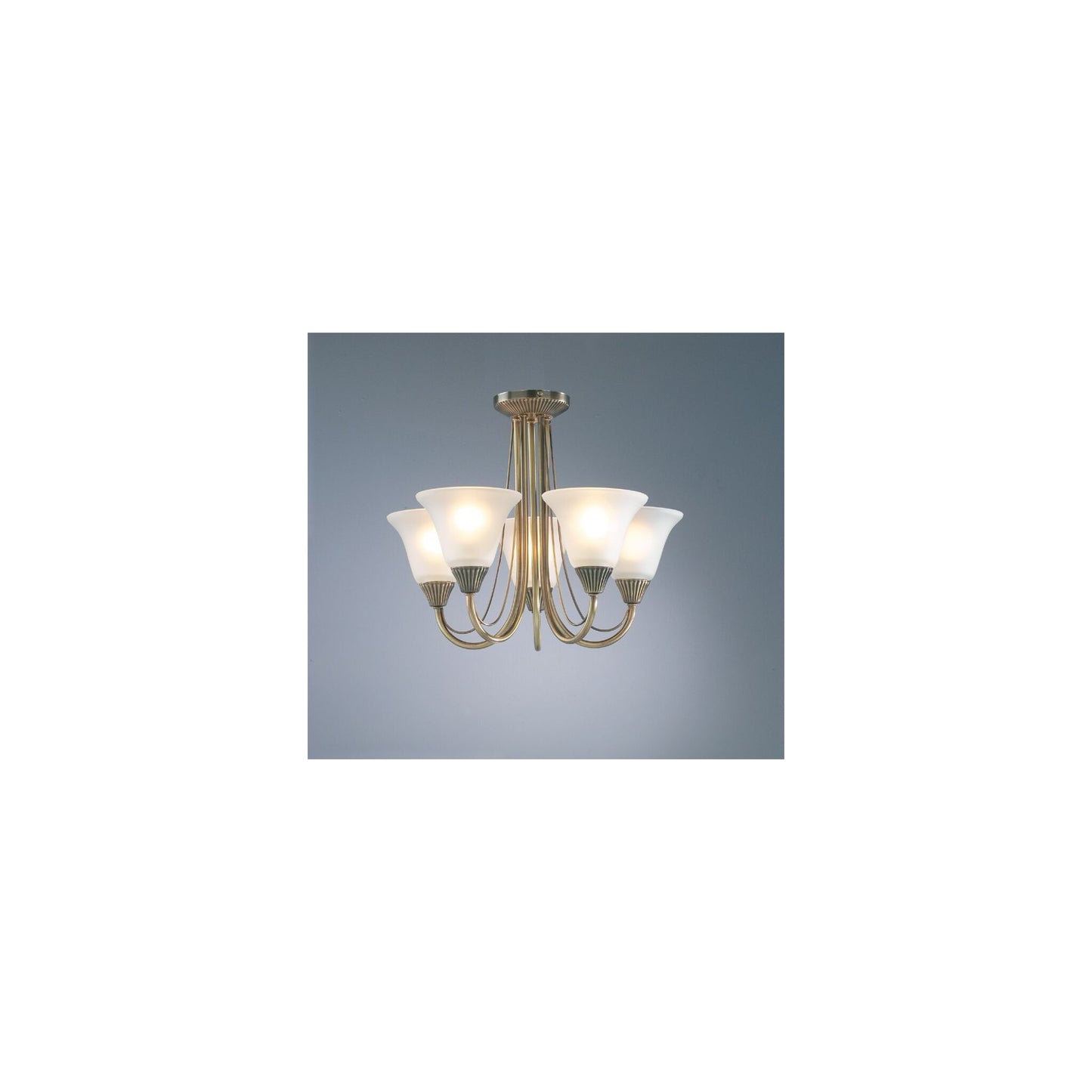 Boston 5-Light Semi Flush Antique Brass