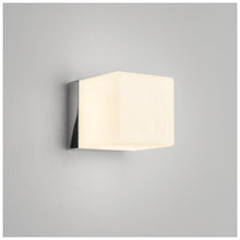 Cube Square Wall Light Polished Chrome with White Opal Glass