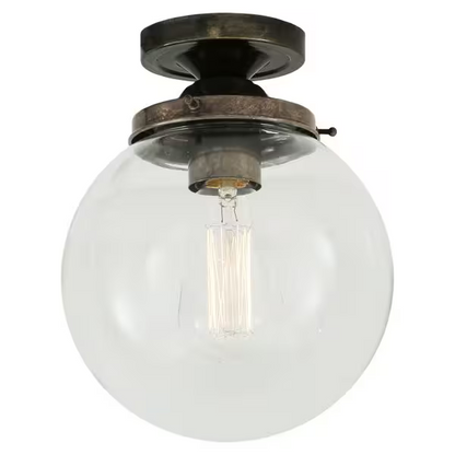 Riad Clear Glass Globe Flush Ceiling Light