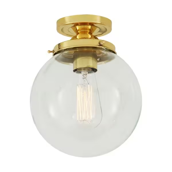 Riad Clear Glass Globe Flush Ceiling Light