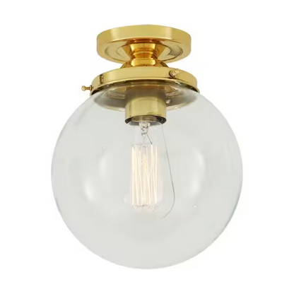 Riad Clear Glass Globe Flush Ceiling Light