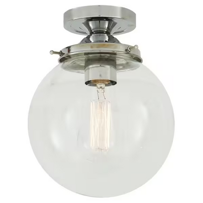 Riad Clear Glass Globe Flush Ceiling Light