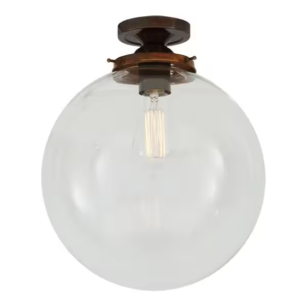 Riad Clear Glass Globe Flush Ceiling Light