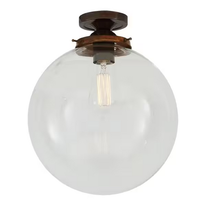 Riad Clear Glass Globe Flush Ceiling Light