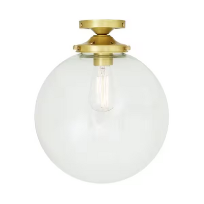 Riad Clear Glass Globe Flush Ceiling Light