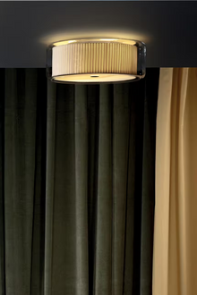 Mercer C Transparent Blown Glass Flush Mounted with Opal Diffuser Disc on the lower Part
