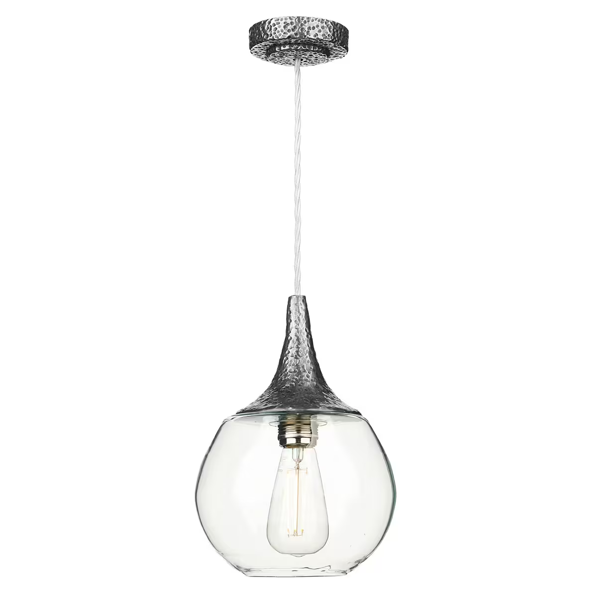 Teardrop Single Stylish Glass Pendant with Textured Resin Detailing