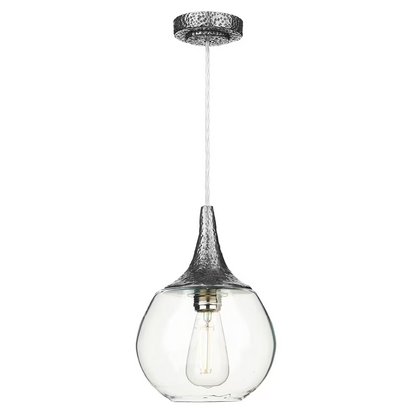 Teardrop Single Stylish Glass Pendant with Textured Resin Detailing