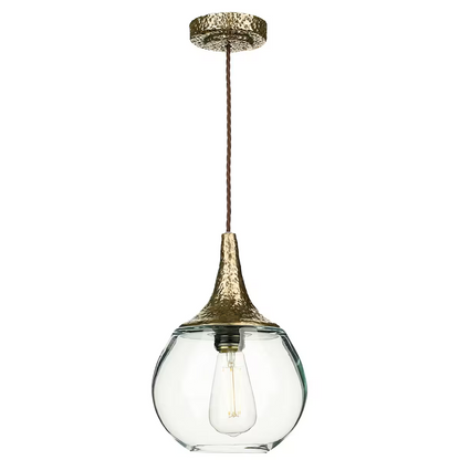 Teardrop Single Stylish Glass Pendant with Textured Resin Detailing
