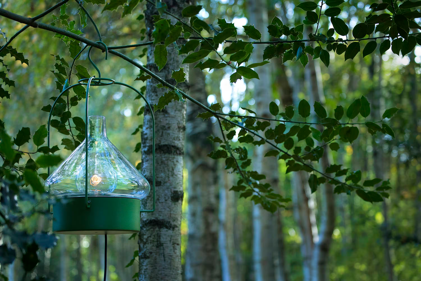 La Hutte Model 2 Portable Pendant with Primitive Hut shape & Transparent Blown Glass