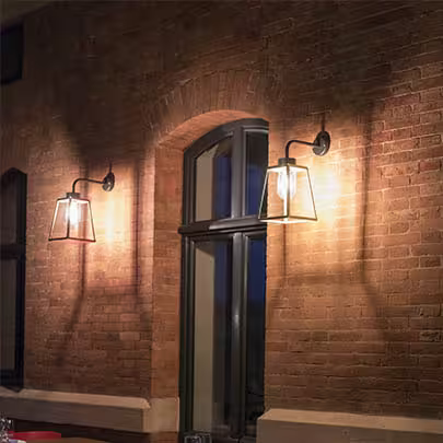 Lampiok Model 5 Wall Bracket Frosted Glass Lantern with minimalist lines style frame