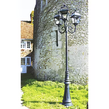 Place Des Vosges 2 Large Three-Arm Clear Glass Lamp Post with Minimalist lines style lantern