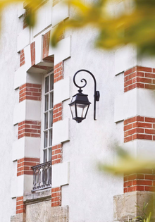 Avenue 2 Clear Glass Swan Neck Wall Bracket with Four-Sided Lantern