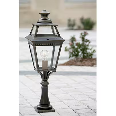 Place Des Vosges 3 Small Clear Glass Pedestal with Four-Sided Lantern