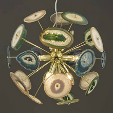 Achates 9-Light Adjustable Pendant Sliced & Polished Agate rock