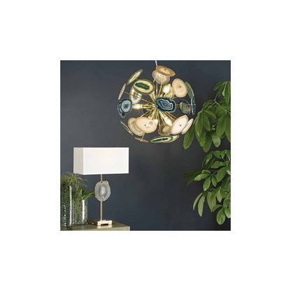 Achates 9-Light Adjustable Pendant Sliced & Polished Agate rock