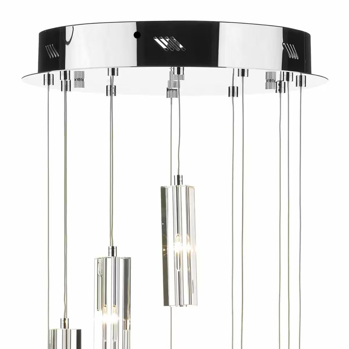 Galileo Twelve-Light Cluster LED Pendant with Crystal Block Shade