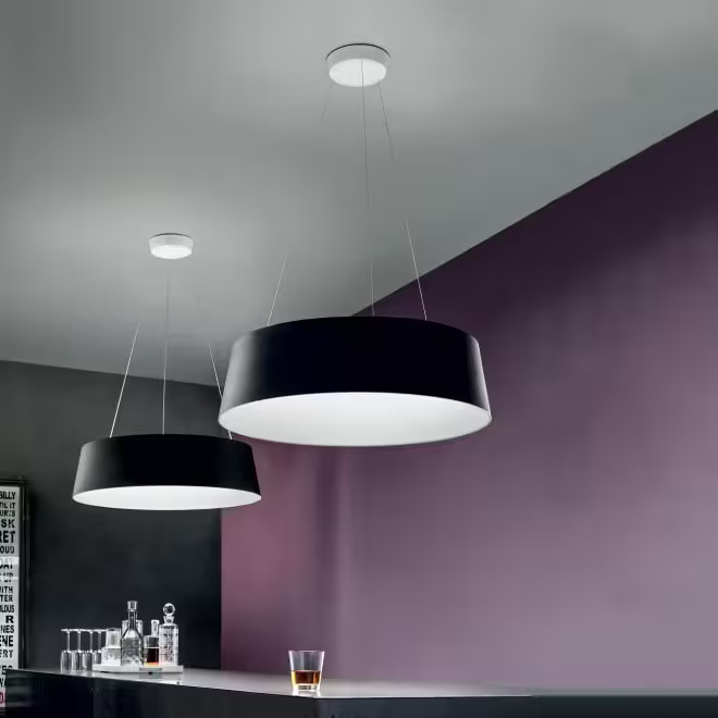 Oxygen P Large LED Round Pendant with Polyurethane Lampshade
