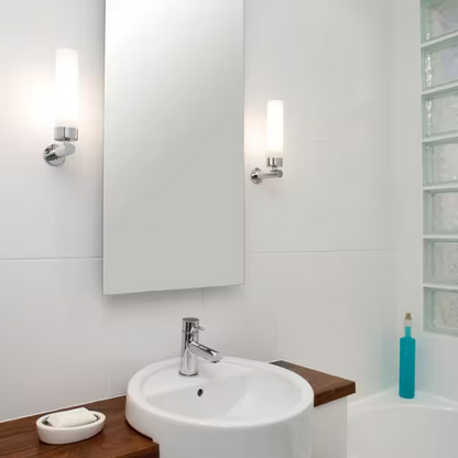 Tube 120 Wall Light Polished Chrome with Opal Glass