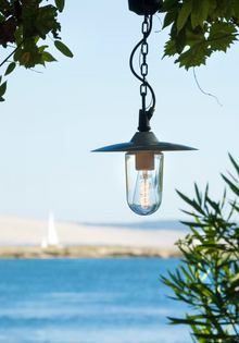 Montana Model 1 Clear Glass & White Shade Pendant with Cast Aluminium Chain