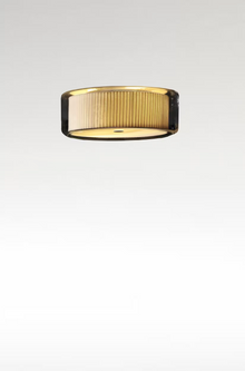 Mercer C Transparent Blown Glass Flush Mounted with Opal Diffuser Disc on the lower Part