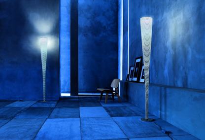 Mite Fibre Glass Floor Lamp with Nickel-Plated Metal Steel & Aluminium