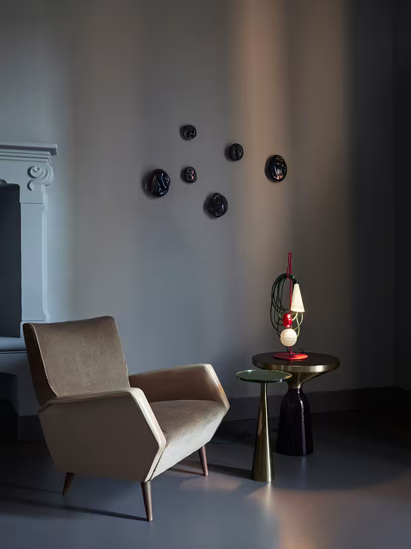 Filo Blown Glass Table Lamp with Porcelain & Coated Metal