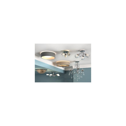 Oslo 3-Light Flush Mount with Pleated Faux Silk Border