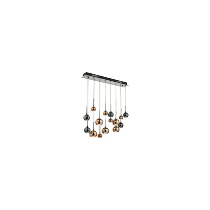 Aurelia 15-Light Bar Pendant Black Chrome & Multi Colour