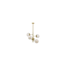 Bombazine 5-Light Brass Pendant with Opal Glass