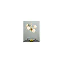 Bombazine 5-Light Brass Pendant with Opal Glass