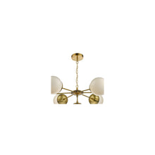 Bombazine 7-Light Pendant in Natural Brass with White Opal Glass