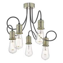 Alzbet 5-Light Semi Flush Antique Brass with Flowing Black Arms