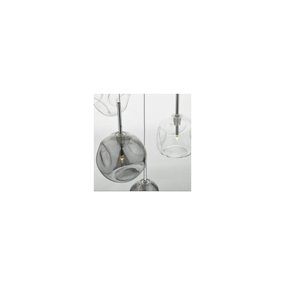 Quinn 6-Light Cluster Pendant with Organically Shaped Blown Glass