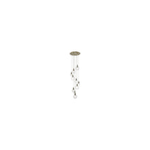 Dita 10-Light Cluster Pendant Brass with Ribbed Glass Shades