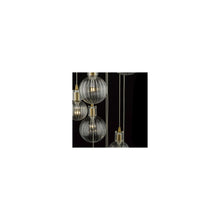 Dita 10-Light Cluster Pendant Brass with Ribbed Glass Shades
