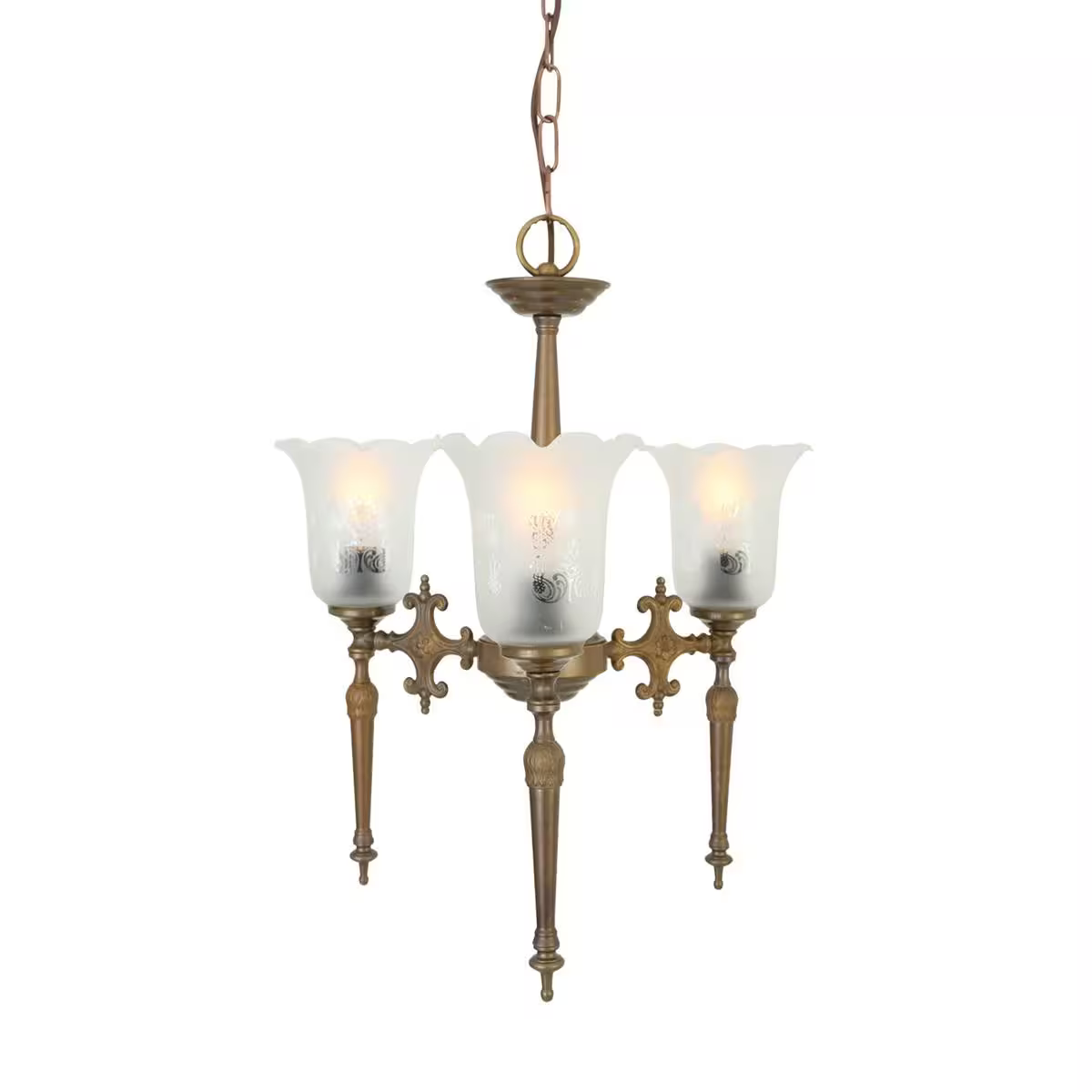 Allen 3-Arm Traditional Brass / Glass Chandelier