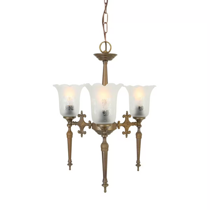 Allen 3-Arm Traditional Brass / Glass Chandelier
