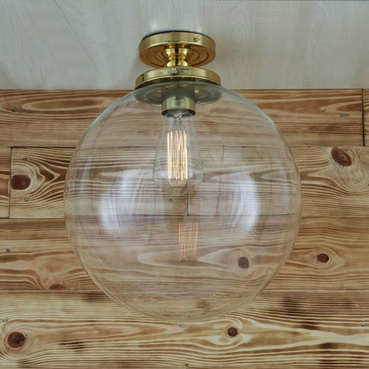 Riad Clear Glass Globe Flush Ceiling Light