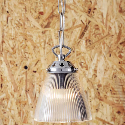 Gadar Small Holophane Glass Pendant Light 12cm