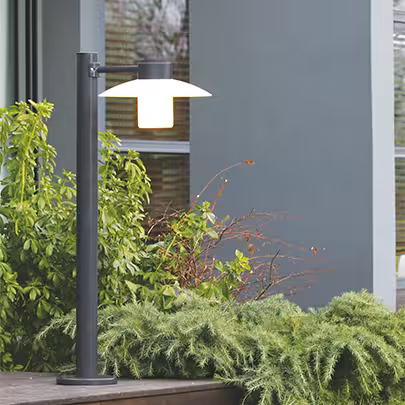 Aubanne Large Frosted Glass Bollard with Opal Polycarbonate Reflector