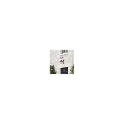 Avenue 2 Clear Glass Swan Neck Wall Bracket with Four-Sided Lantern