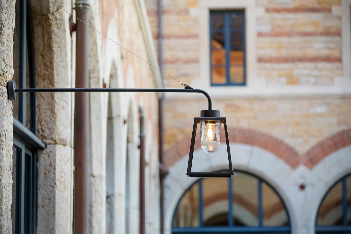 Lampiok Model 6 Extended Wall Bracket Clear Glass Lantern