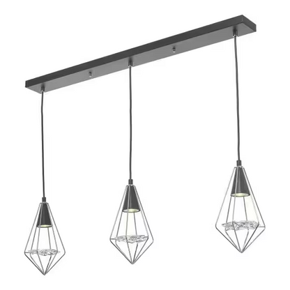 Gianni 3 Light Bar Pendant Black, Polished Chrome & Glass